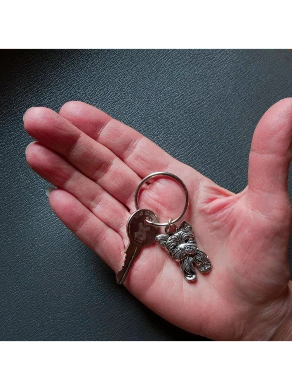 Handcrafted Pewter Dog Keychain - Cute Yorkie Gift for Women - Unique Pet